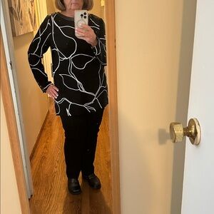 NWT Chico's Black and White Striped Top